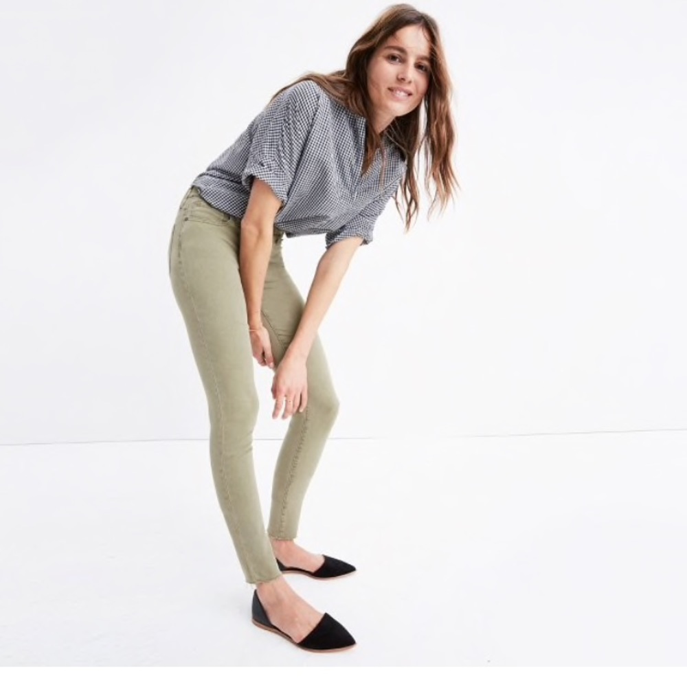 Madewell olive green 9” skinny high rise jean